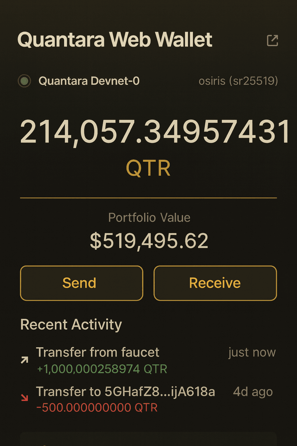Quantara Wallet preview